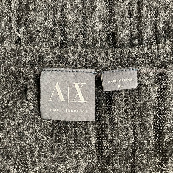 New Armani Exchange Black Grey Wool Nylon Acrylic V-Neck Pullover size XL. - Picture 13 of 16